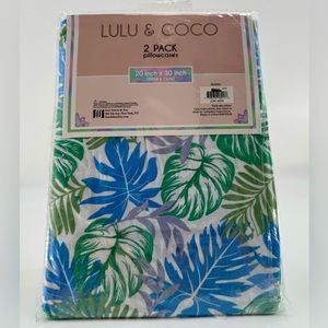 Lulu & Coco 2pc Riviera Pillowcases Microfiber Leaves 20 X 30in NEW Tropical